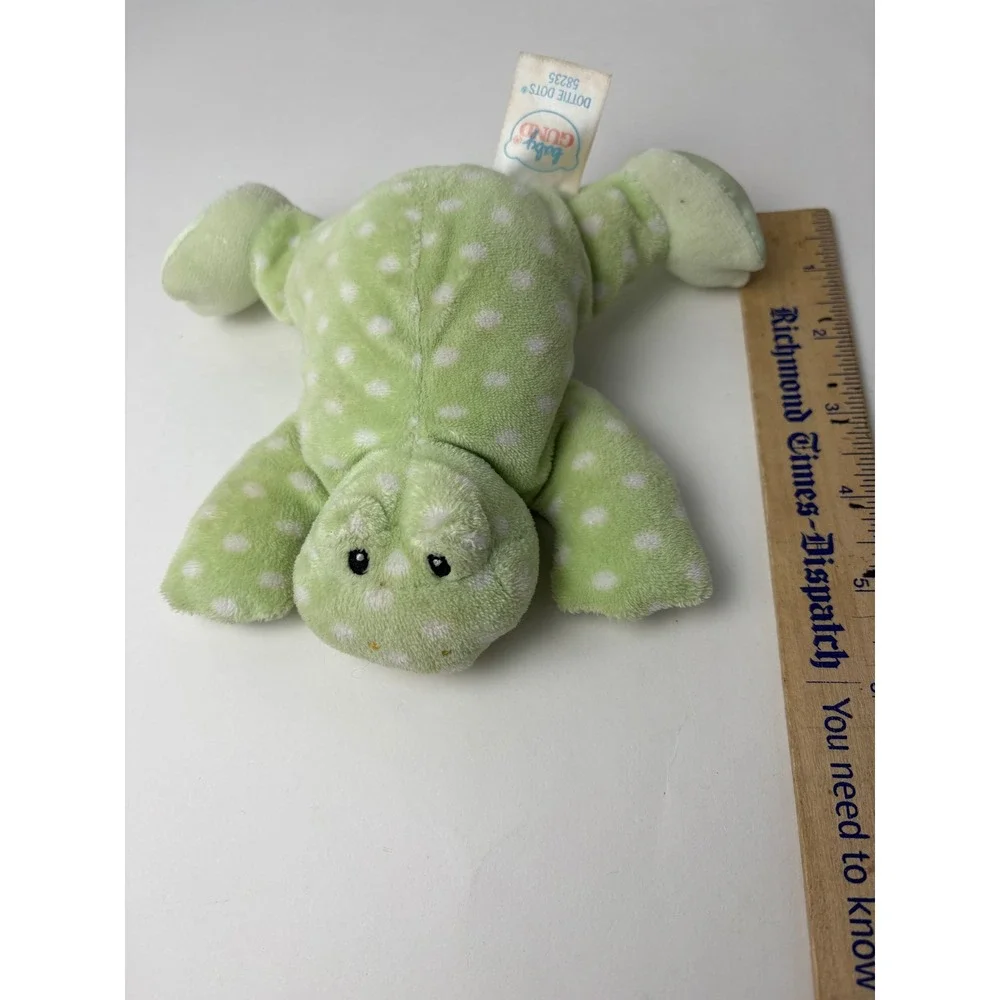 Baby GUND Dottie Dots‎ Frog Plush Toy Green White Polka Dot Rattle 58235